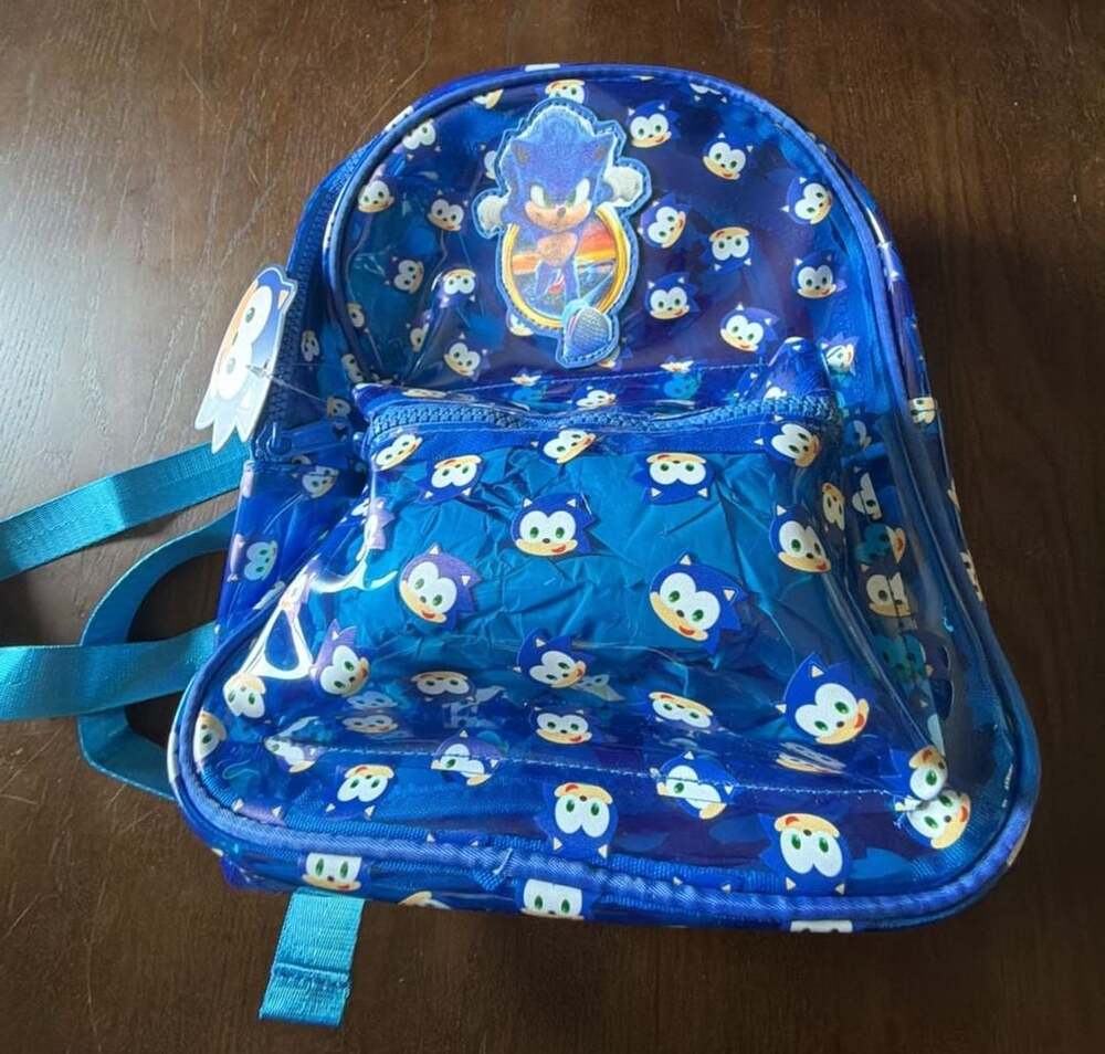 Sonic the Hedgehog Clear Backpack Blue Transparent Kids Bag
